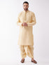 Vastramay Men's Gold Zari Weaved Kurta Dhoti Set